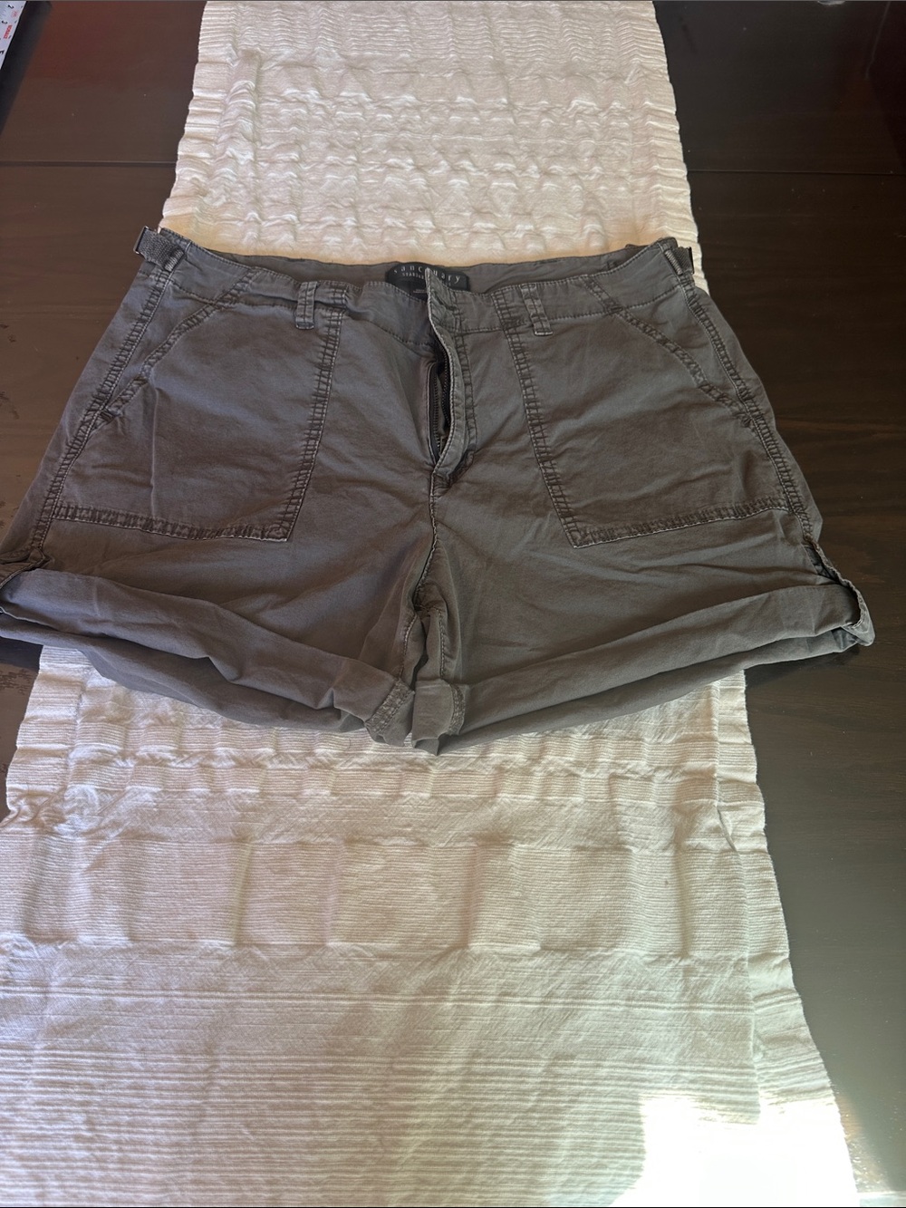 Sanctuary Olive Gray Utility Cargo Shorts